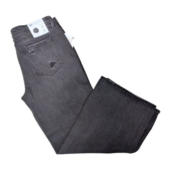 BP Nordstrom Black Denim Low Rise Wide Leg Destroyed Jeans - Picture 6 of 7